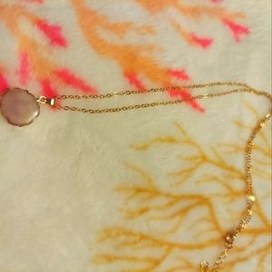 Pink Quartz gold tone Necklace 🎀